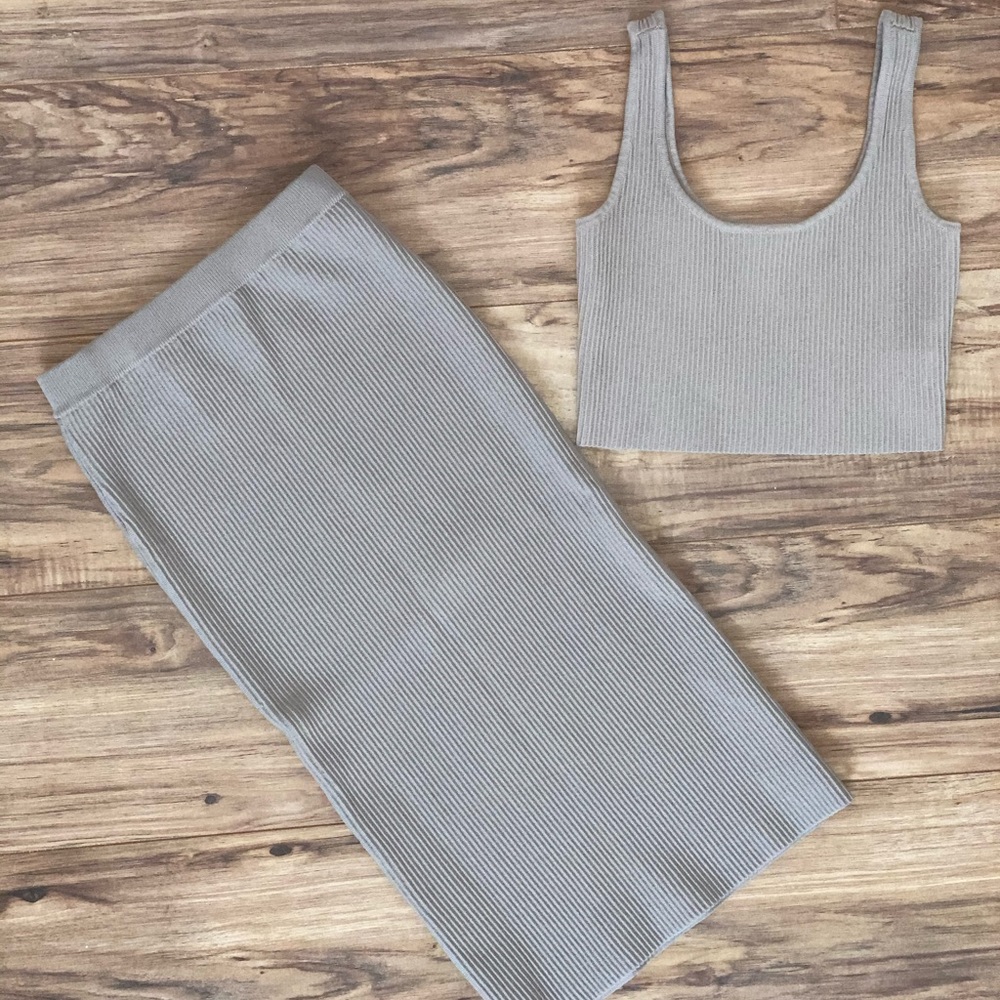 2 pc crop top with skirt